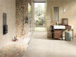 Badezimmer warme Farben - creme beige braun 60x120cm (267-PT)