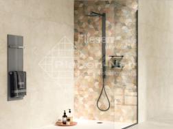 Dusche mit Dekorfliese beige 60x120cm (267-PT CA FA)