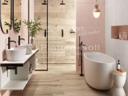 Fliesen rosa 60x120 mit Holzfliesen (205-LU)