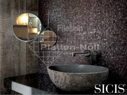 Mosaik schwarz braun - Wand hinter Waschbecken