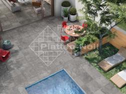 Outdoor Platten 60x60cm 2cm stark Schieferoptik dunkelgrau (201-EL AI)