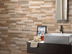 Wand hinter Waschbecken Holzfliesen (205-WA SA)
