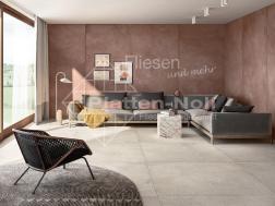 Wohnzimmerfliesen Betonoptik hellgrau - Rotbraun Wand XXL Fliesen (105-PM)