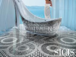 ausgefallene Badewanne mit Glasmosaik - Mosaik an Badewanne