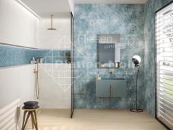 blaue Fliesen - Duschwand blau (267-HY)