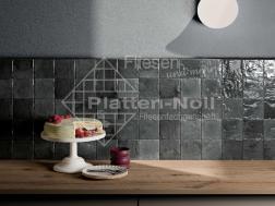 schwarze Wandfliesen glänzend 10x10cm - Küchenwandfliesen anthrazit (168-POC SM)